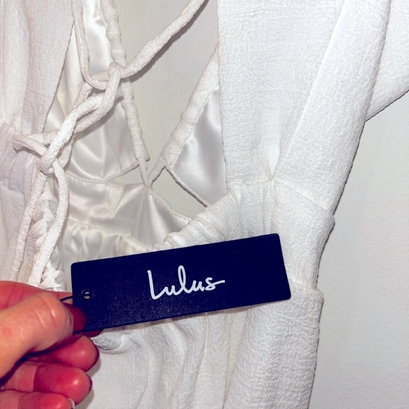 Lulu's Ivory Textured Dress with Strappy Detail - Picture 5 of 7